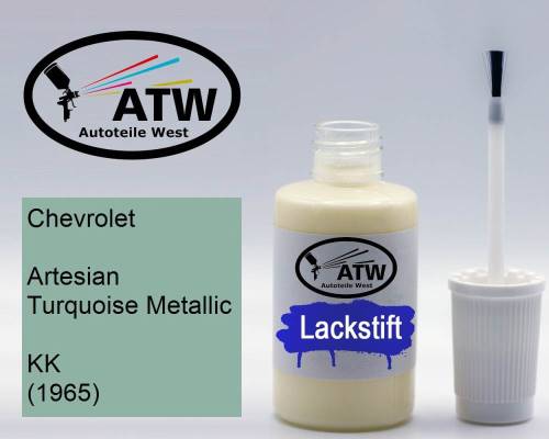 Chevrolet, Artesian Turquoise Metallic, KK (1965): 20ml Lackstift, von ATW Autoteile West.